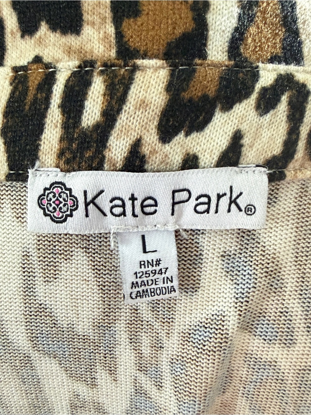 KATE PARK Leopard Print Women’s Button-DownTop/Shirt Jacket-Brown/Black/Beige 63 - Picture 7 of 9